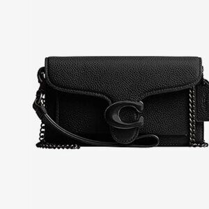 COACH Polished Pebble Tabby Wristlet Black